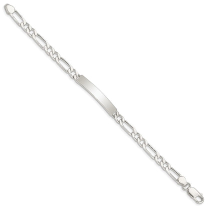 8 Inch Sterling Silver 8Inch Polished Engraveable Figaro Link Id Bracelet