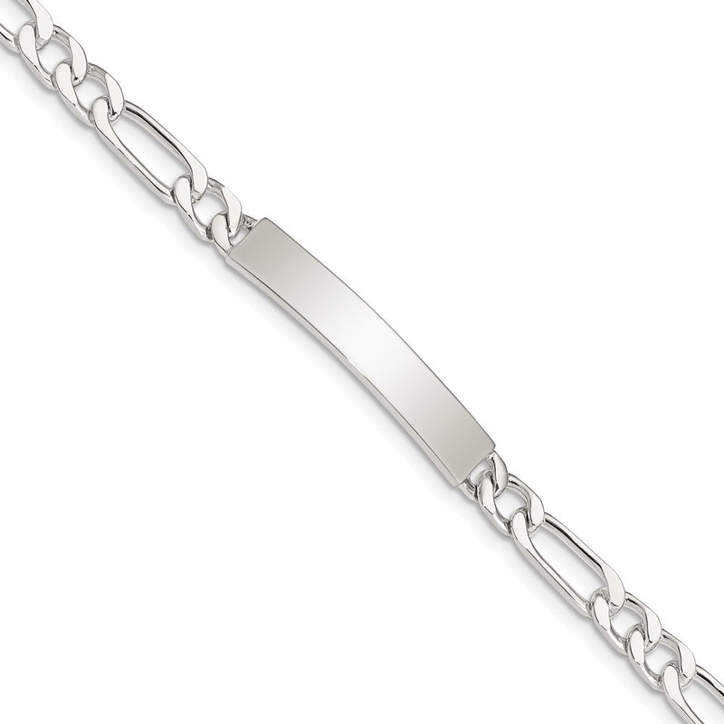 8 Inch Sterling Silver 8Inch Polished Engraveable Figaro Link Id Bracelet