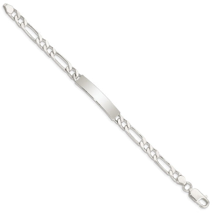 8 Inch Sterling Silver 8Inch Polished Engraveable Figaro Link Id Bracelet