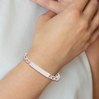 8 Inch Sterling Silver 8Inch Polished Engraveable Figaro Link Id Bracelet
