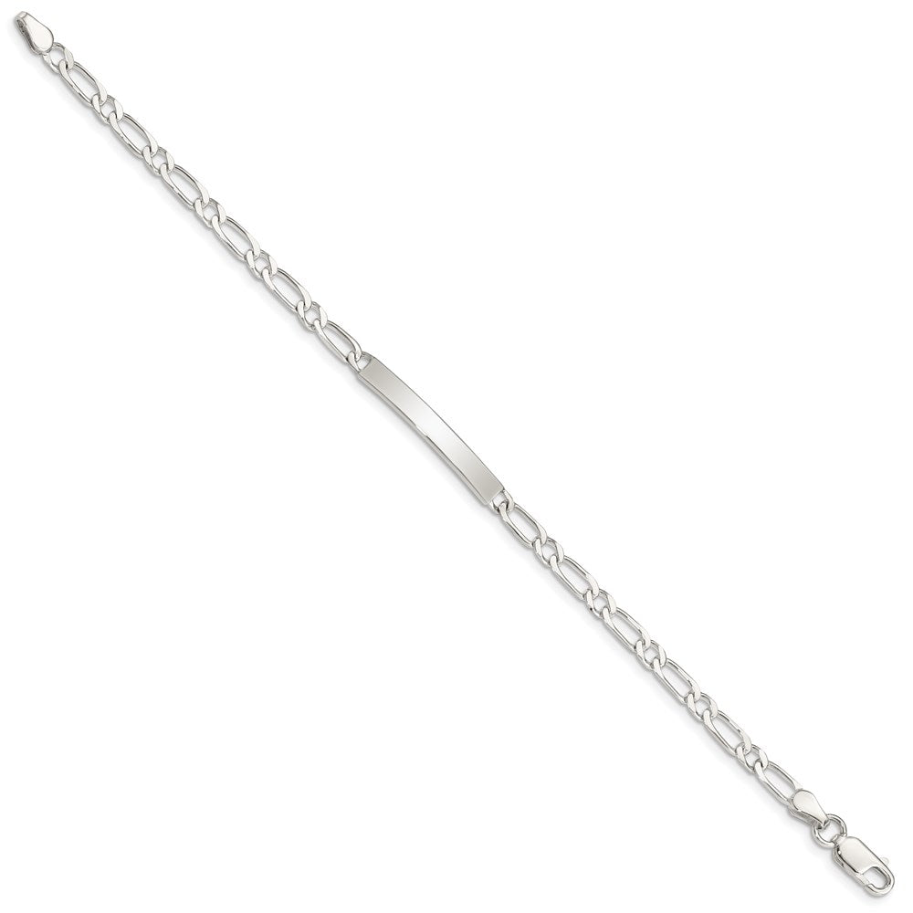 7 Inch Sterling Silver 7Inch Polished Engraveable 1 Figaro Link Id Bracelet