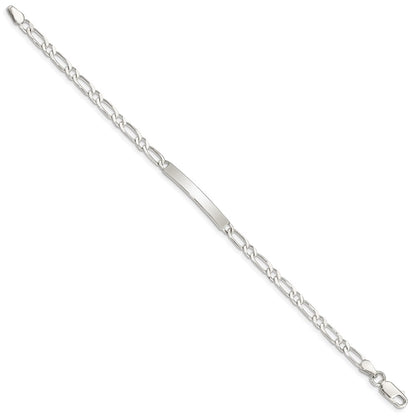 7 Inch Sterling Silver 7Inch Polished Engraveable 1 Figaro Link Id Bracelet