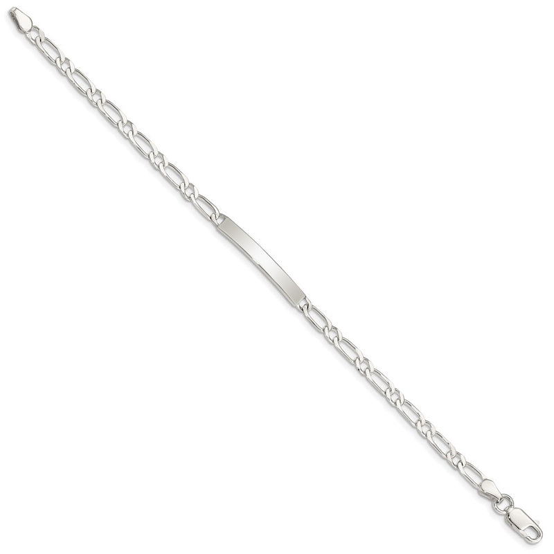 7 Inch Sterling Silver 7Inch Polished Engraveable 1 Figaro Link Id Bracelet