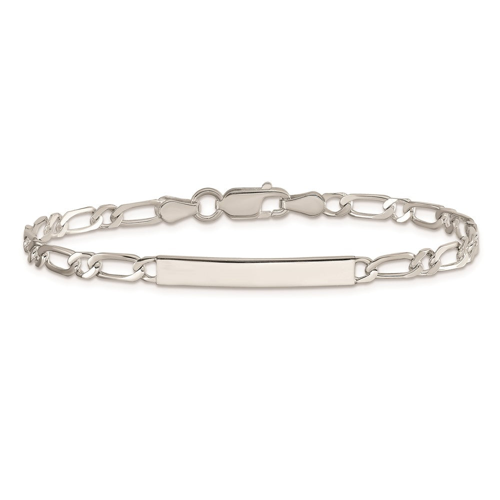 7 Inch Sterling Silver 7Inch Polished Engraveable 1 Figaro Link Id Bracelet