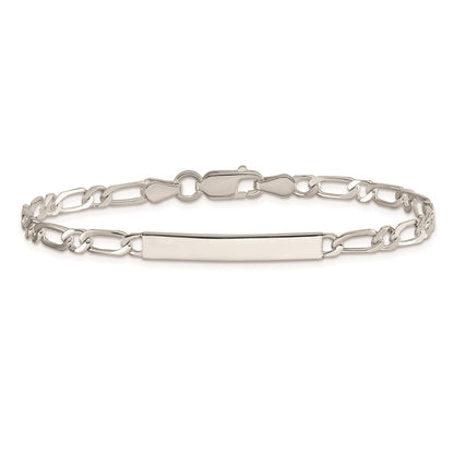 7 Inch Sterling Silver 7Inch Polished Engraveable 1 Figaro Link Id Bracelet