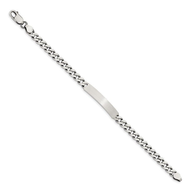 8 Inch Sterling Silver 8Inch Engraveable Antiqued Curb Link Id Bracelet