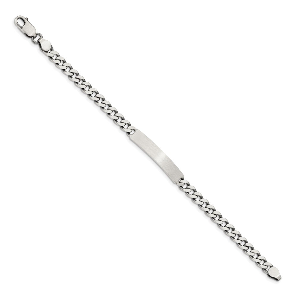 7 Inch Sterling Silver 7Inch Engraveable Antiqued Curb Link Id Bracelet