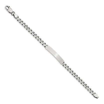 7 Inch Sterling Silver 7Inch Engraveable Antiqued Curb Link Id Bracelet
