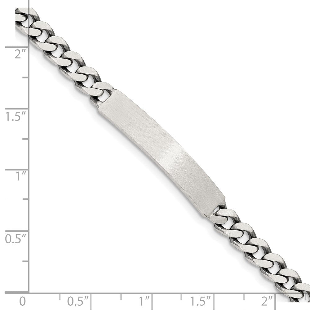 7 Inch Sterling Silver 7Inch Engraveable Antiqued Curb Link Id Bracelet