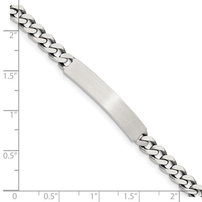7 Inch Sterling Silver 7Inch Engraveable Antiqued Curb Link Id Bracelet