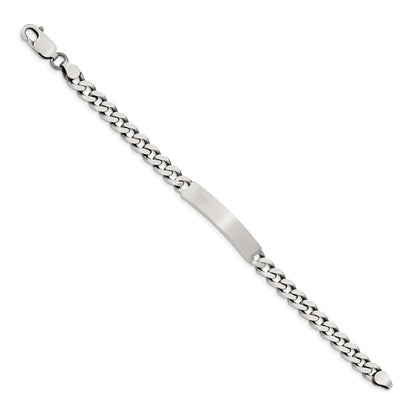 8 Inch Sterling Silver 8Inch Engraveable Antiqued Curb Link Id Bracelet