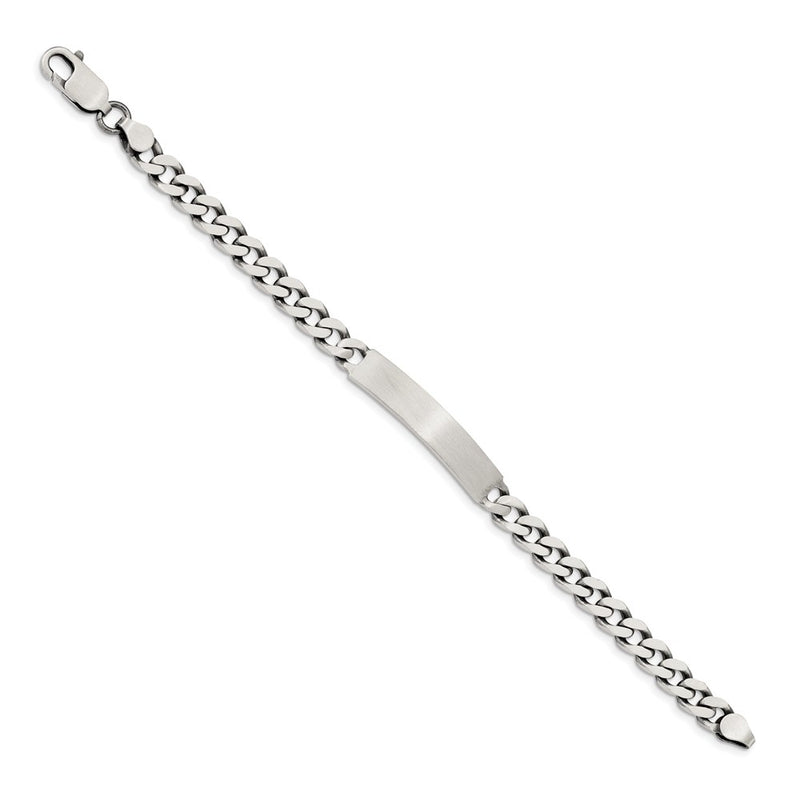 8 Inch Sterling Silver 8Inch Engraveable Antiqued Curb Link Id Bracelet