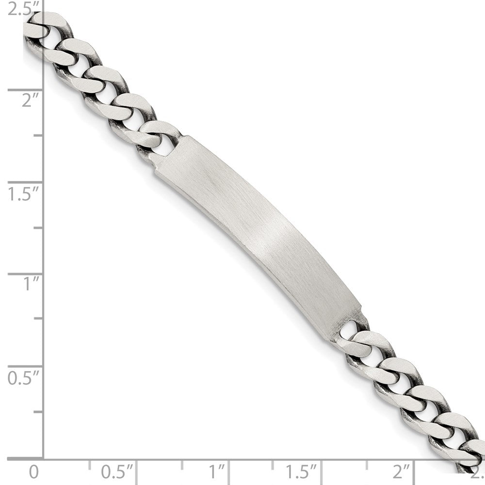 7 Inch Sterling Silver 7Inch Engraveable Antiqued Curb Link Id Bracelet