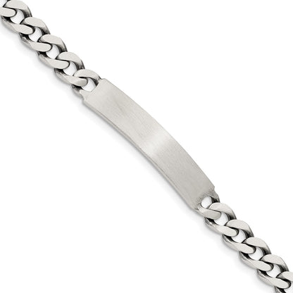 8 Inch Sterling Silver 8Inch Engraveable Antiqued Curb Link Id Bracelet