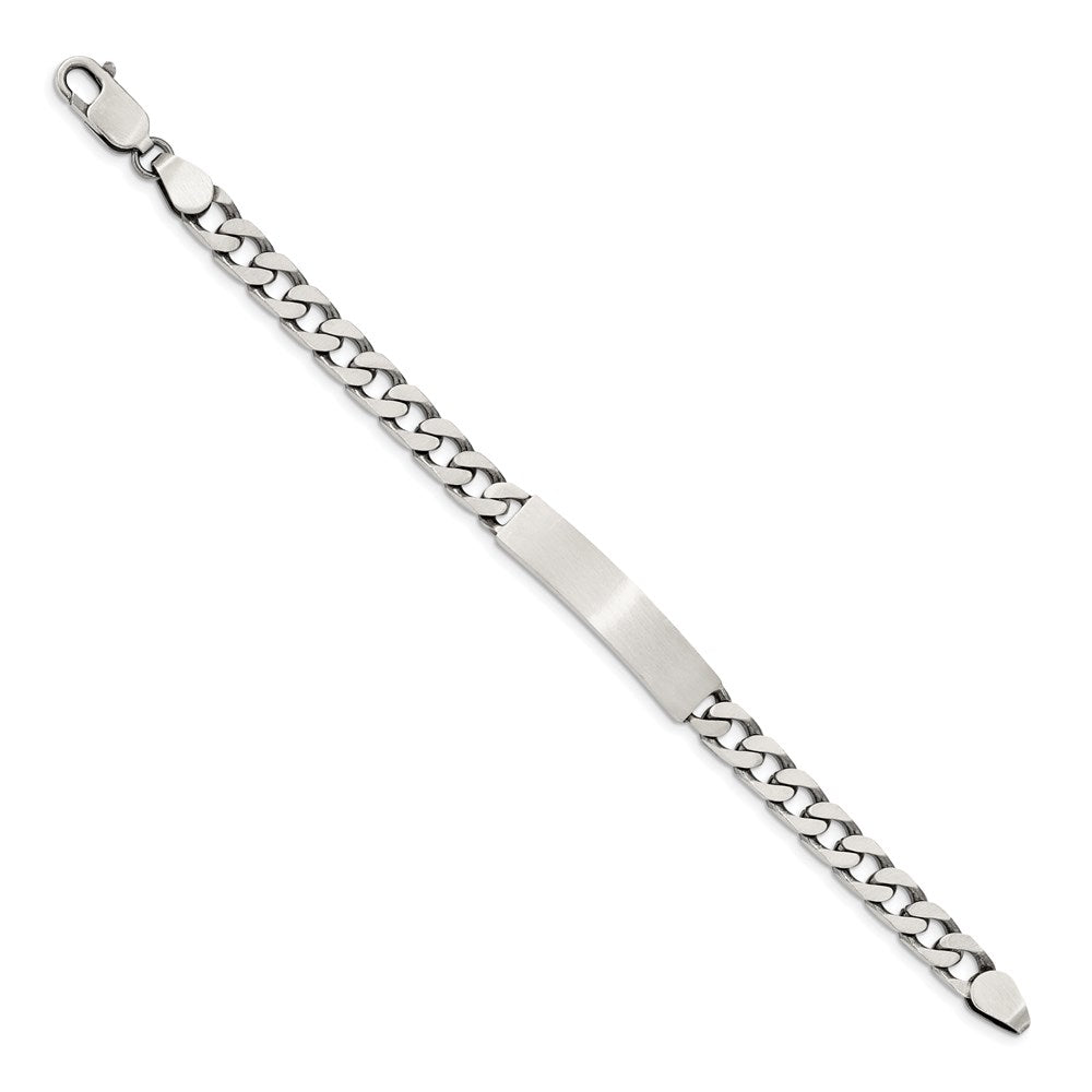 8 Inch Sterling Silver 8Inch Engraveable Antiqued Curb Link Id Bracelet