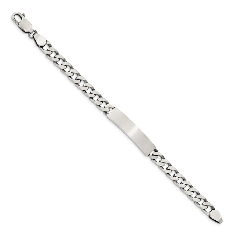 8 Inch Sterling Silver 8Inch Engraveable Antiqued Curb Link Id Bracelet