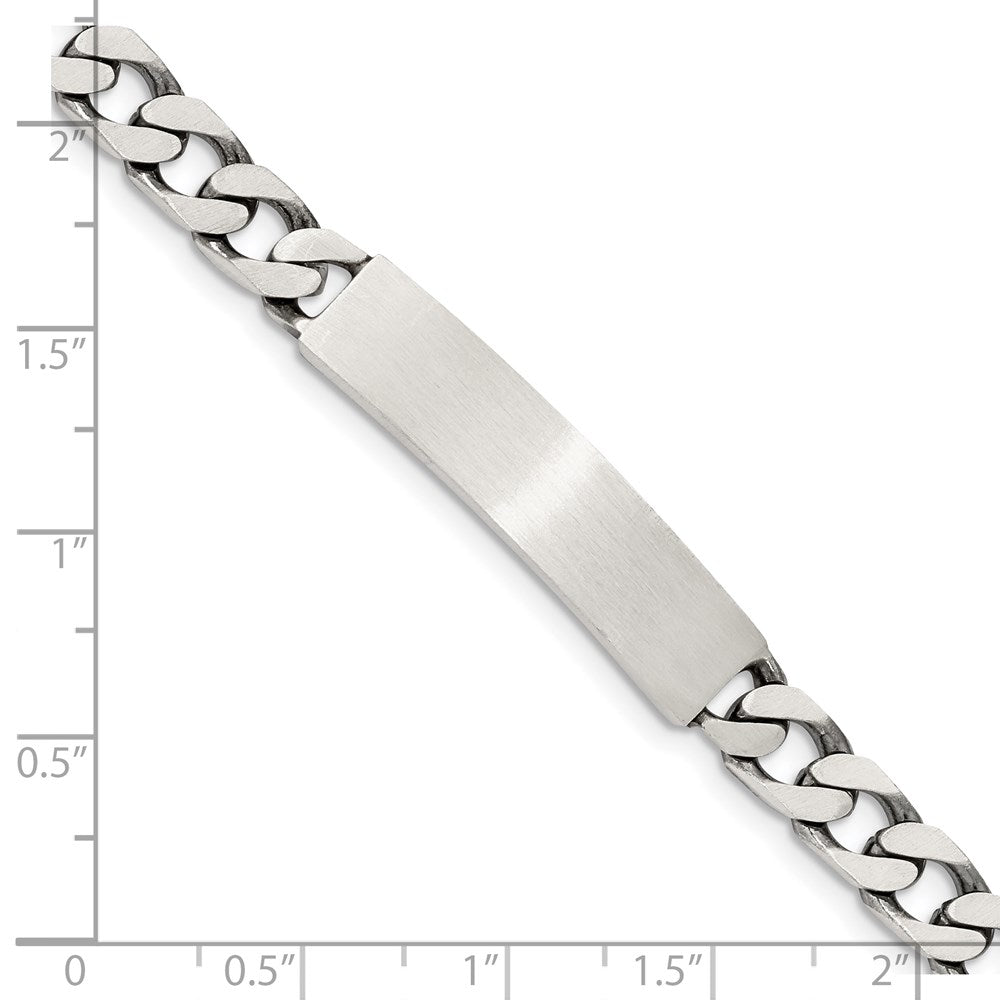8 Inch Sterling Silver 8Inch Engraveable Antiqued Curb Link Id Bracelet