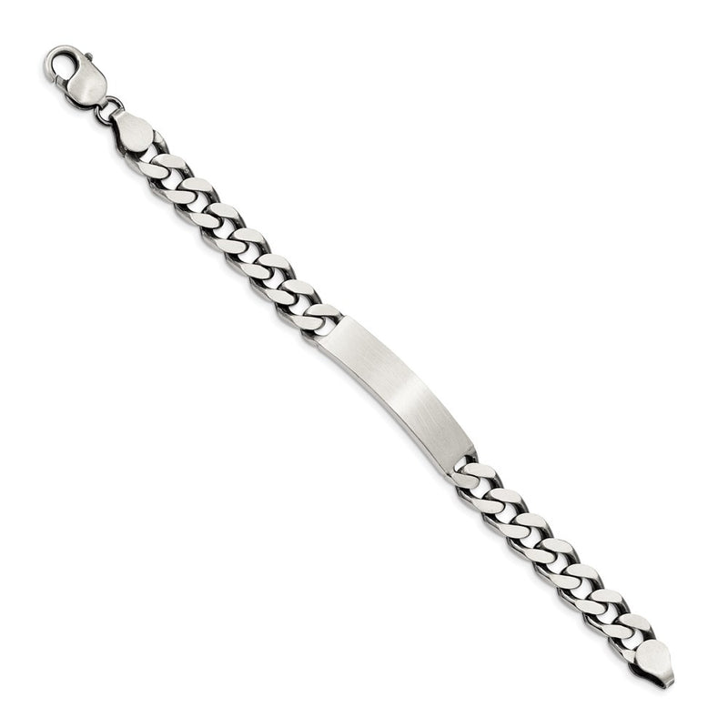 8 Inch Sterling Silver 8Inch Engraveable Antiqued Curb Link Id Bracelet