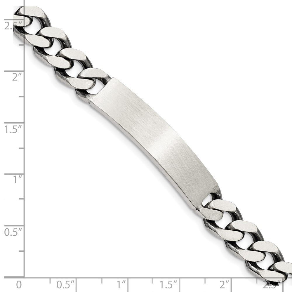 7 Inch Sterling Silver 7Inch Engraveable Antiqued Curb Link Id Bracelet