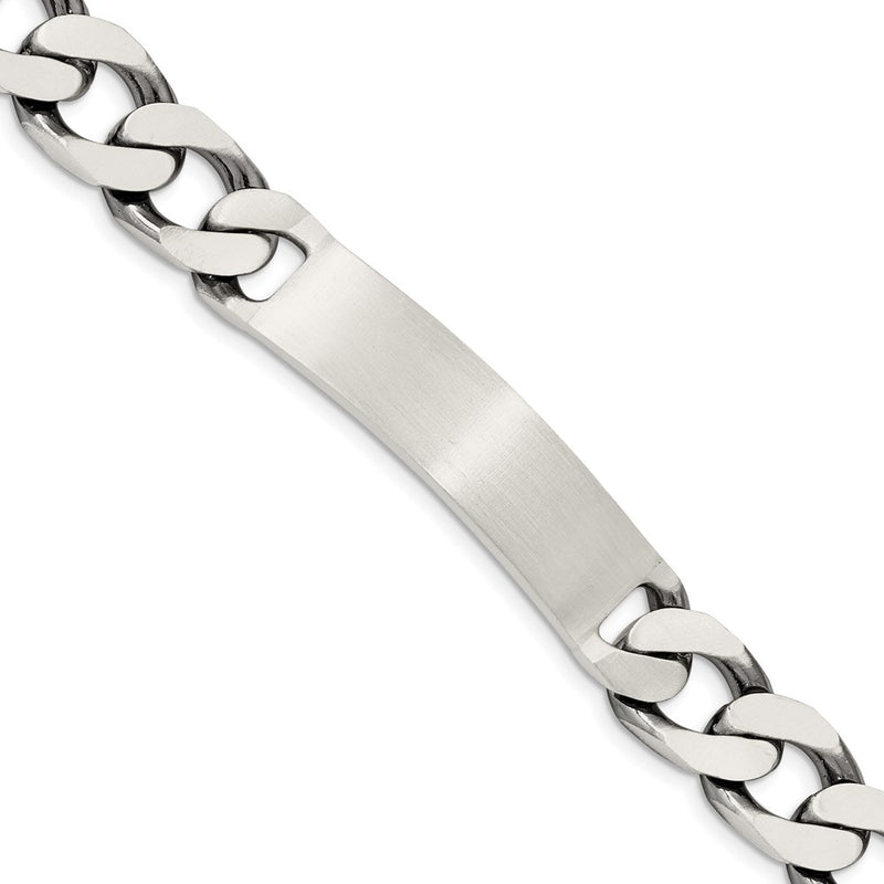 8.5 Inch Sterling Silver 8.5Inch Engraveable Antiqued Curb Link Id Bracelet