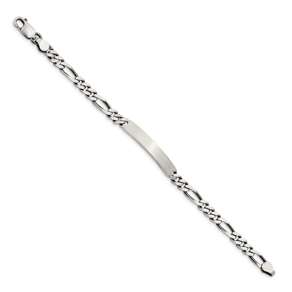 7 Inch Sterling Silver 7Inch Engraveable Antiqued Figaro Link Id Bracelet