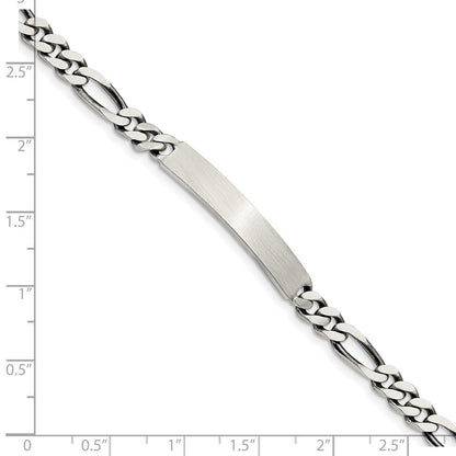 8 Inch Sterling Silver 8Inch Engraveable Antiqued Figaro Link Id Bracelet