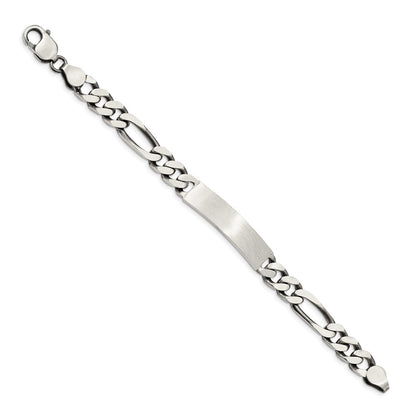 8 Inch Sterling Silver 8Inch Engraveable Antiqued Figaro Link Id Bracelet
