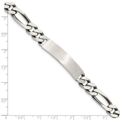 8 Inch Sterling Silver 8Inch Engraveable Antiqued Figaro Link Id Bracelet