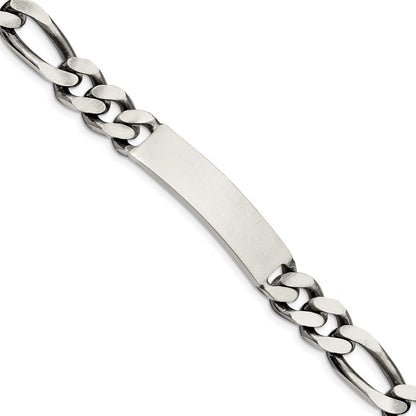 8.5 Inch Sterling Silver 8.5Inch Engraveable Antiqued Figaro Link Id Bracelet