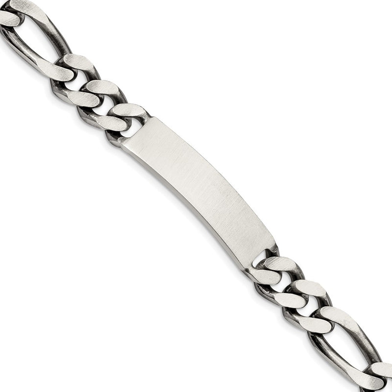 8.5 Inch Sterling Silver 8.5Inch Engraveable Antiqued Figaro Link Id Bracelet