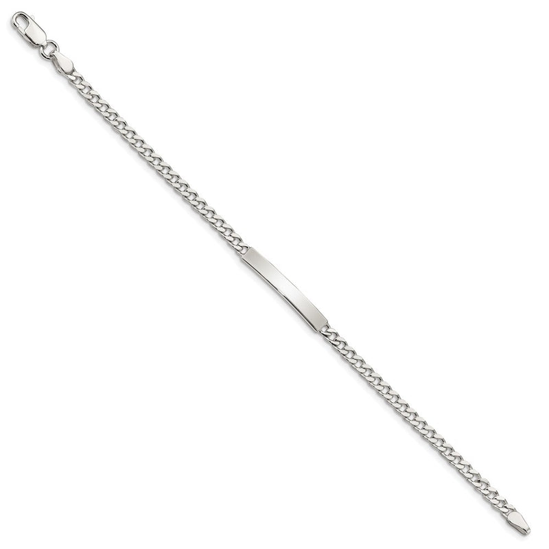 7 Inch Sterling Silver Polished Engraveable Curb Link Id Bracelet