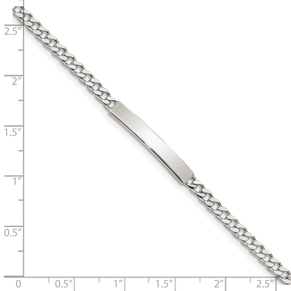 7 Inch Sterling Silver Polished Engraveable Curb Link Id Bracelet