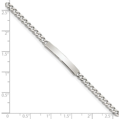 7 Inch Sterling Silver Polished Engraveable Curb Link Id Bracelet