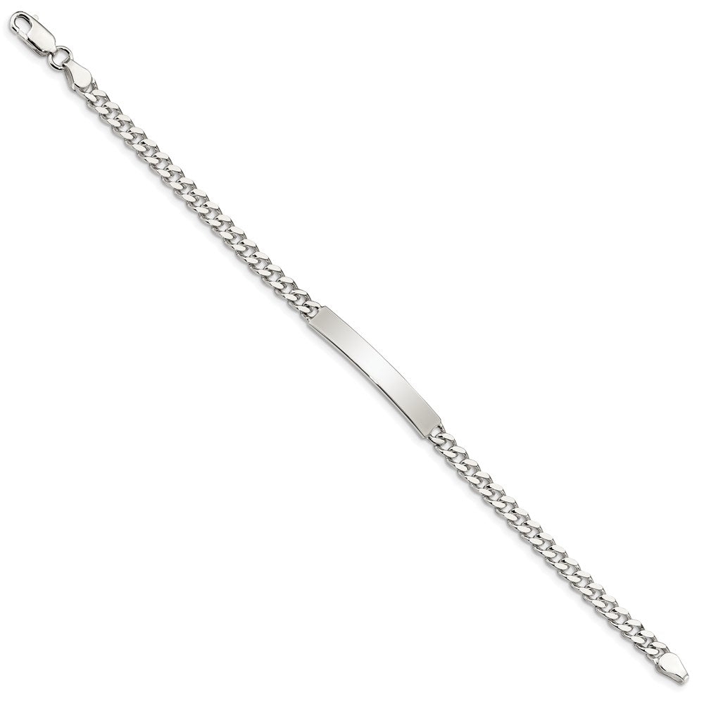 7 Inch Sterling Silver Polished Engraveable Curb Link Id Bracelet
