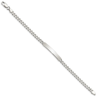 7 Inch Sterling Silver Polished Engraveable Curb Link Id Bracelet