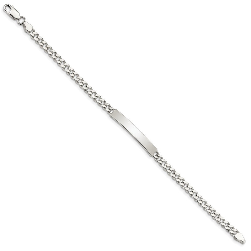 7 Inch Sterling Silver Polished Engraveable Curb Link Id Bracelet