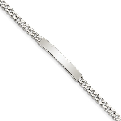 7 Inch Sterling Silver Polished Engraveable Curb Link Id Bracelet