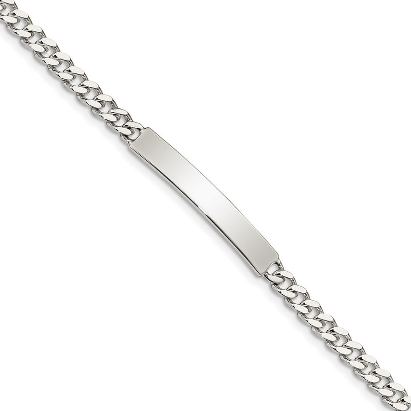 7 Inch Sterling Silver Polished Engraveable Curb Link Id Bracelet