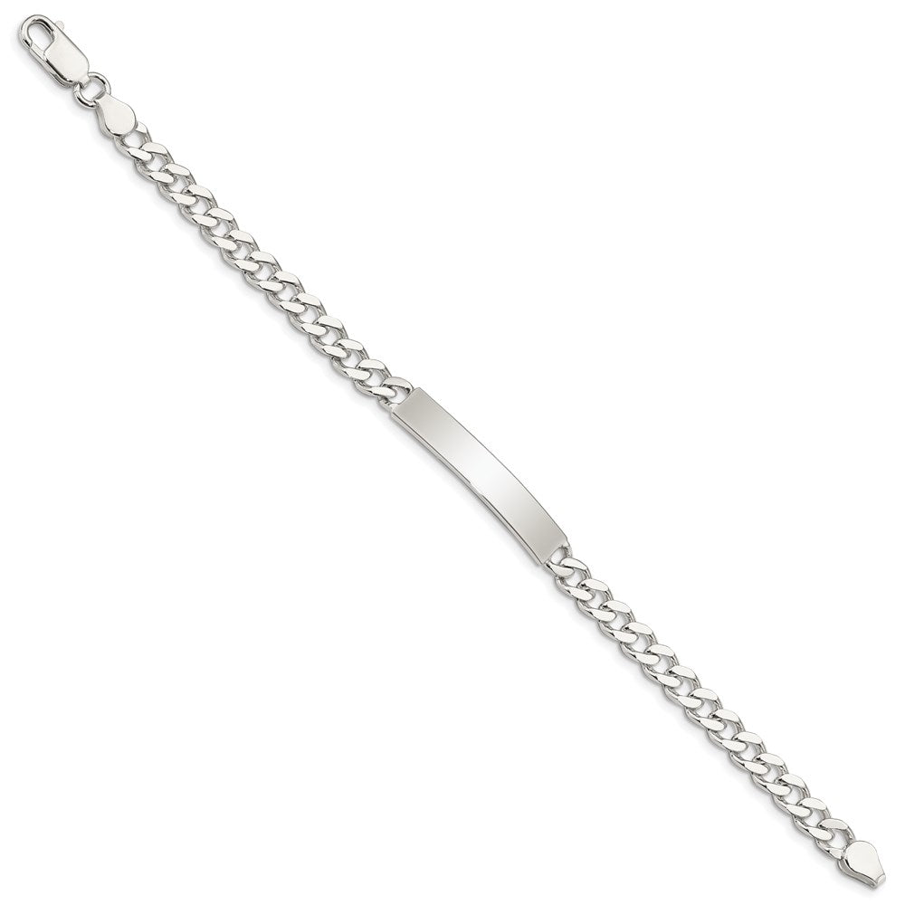 8 Inch Sterling Silver 8Inch Polished Engraveable Curb Link Id Bracelet
