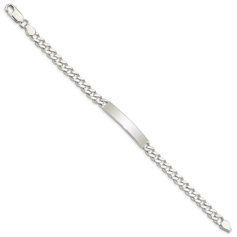 8 Inch Sterling Silver 8Inch Polished Engraveable Curb Link Id Bracelet