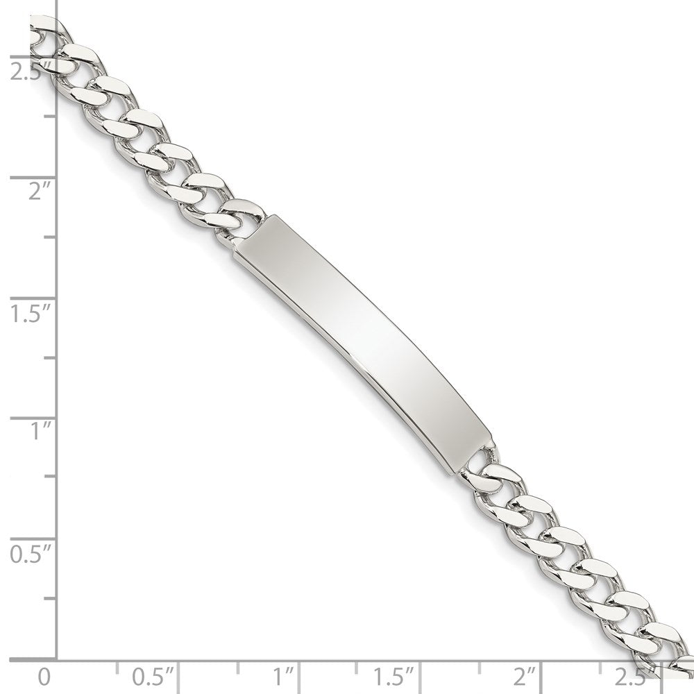 7 Inch Sterling Silver Polished Engraveable Curb Link Id Bracelet