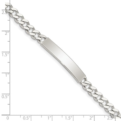 7 Inch Sterling Silver Polished Engraveable Curb Link Id Bracelet