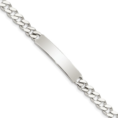 7 Inch Sterling Silver Polished Engraveable Curb Link Id Bracelet