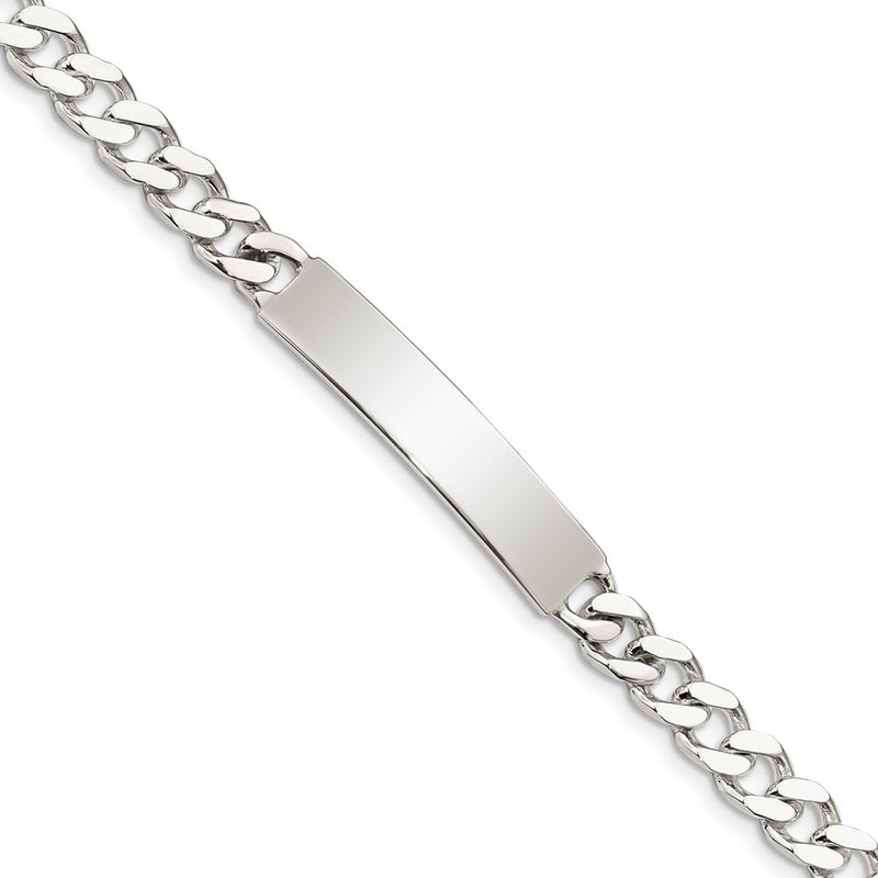 7 Inch Sterling Silver Polished Engraveable Curb Link Id Bracelet
