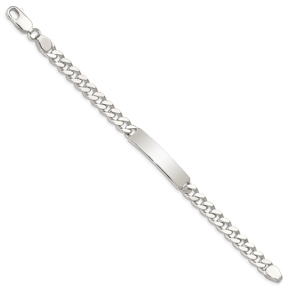 7 Inch Sterling Silver Polished Engraveable Curb Link Id Bracelet