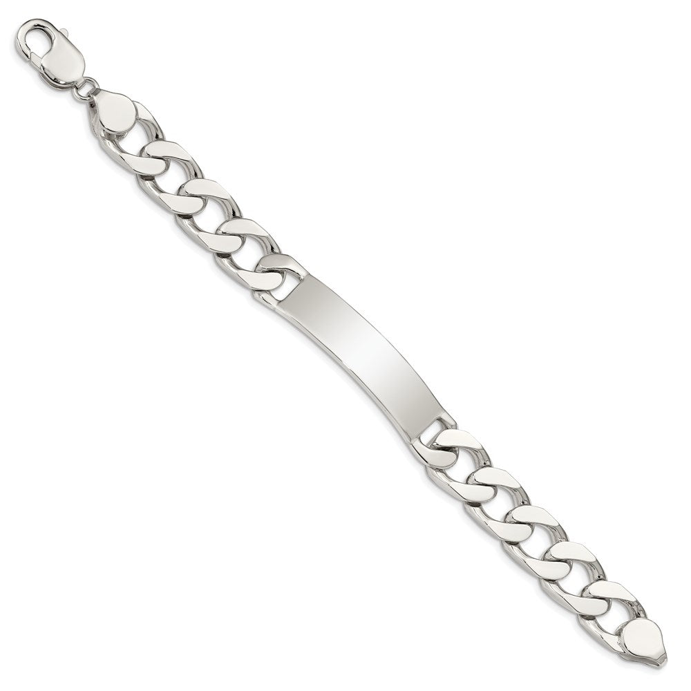 7.5 Inch Sterling Silver Polished Engraveable Curb Link Id Bracelet