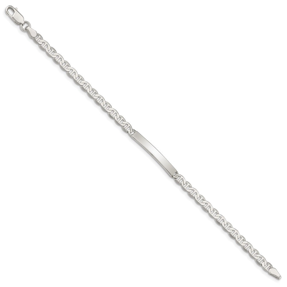 7 Inch Sterling Silver Polished Engraveable Anchor Link Id Bracelet
