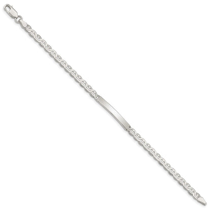 7 Inch Sterling Silver Polished Engraveable Anchor Link Id Bracelet
