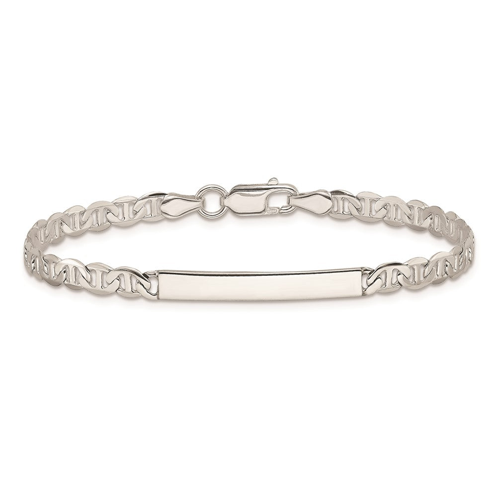 7 Inch Sterling Silver Polished Engraveable Anchor Link Id Bracelet
