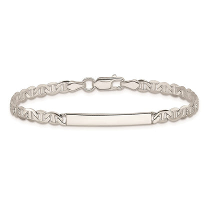 7 Inch Sterling Silver Polished Engraveable Anchor Link Id Bracelet